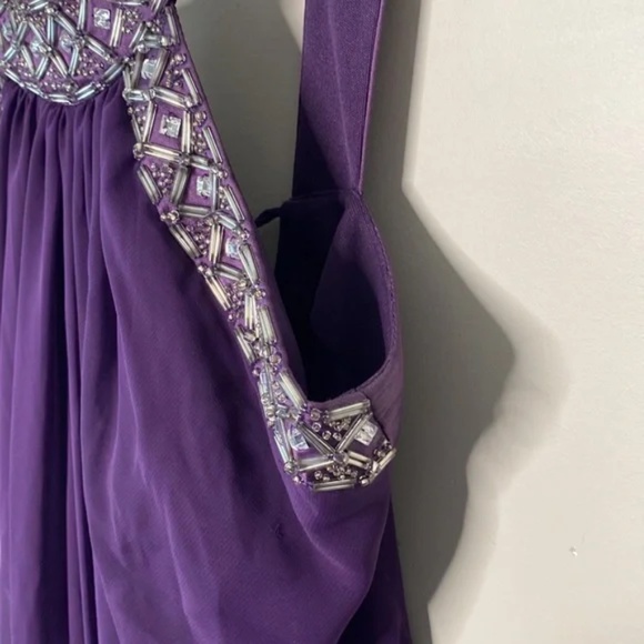 JS Boutique Purple Beaded Chiffon Dress - Picture 4 of 15
